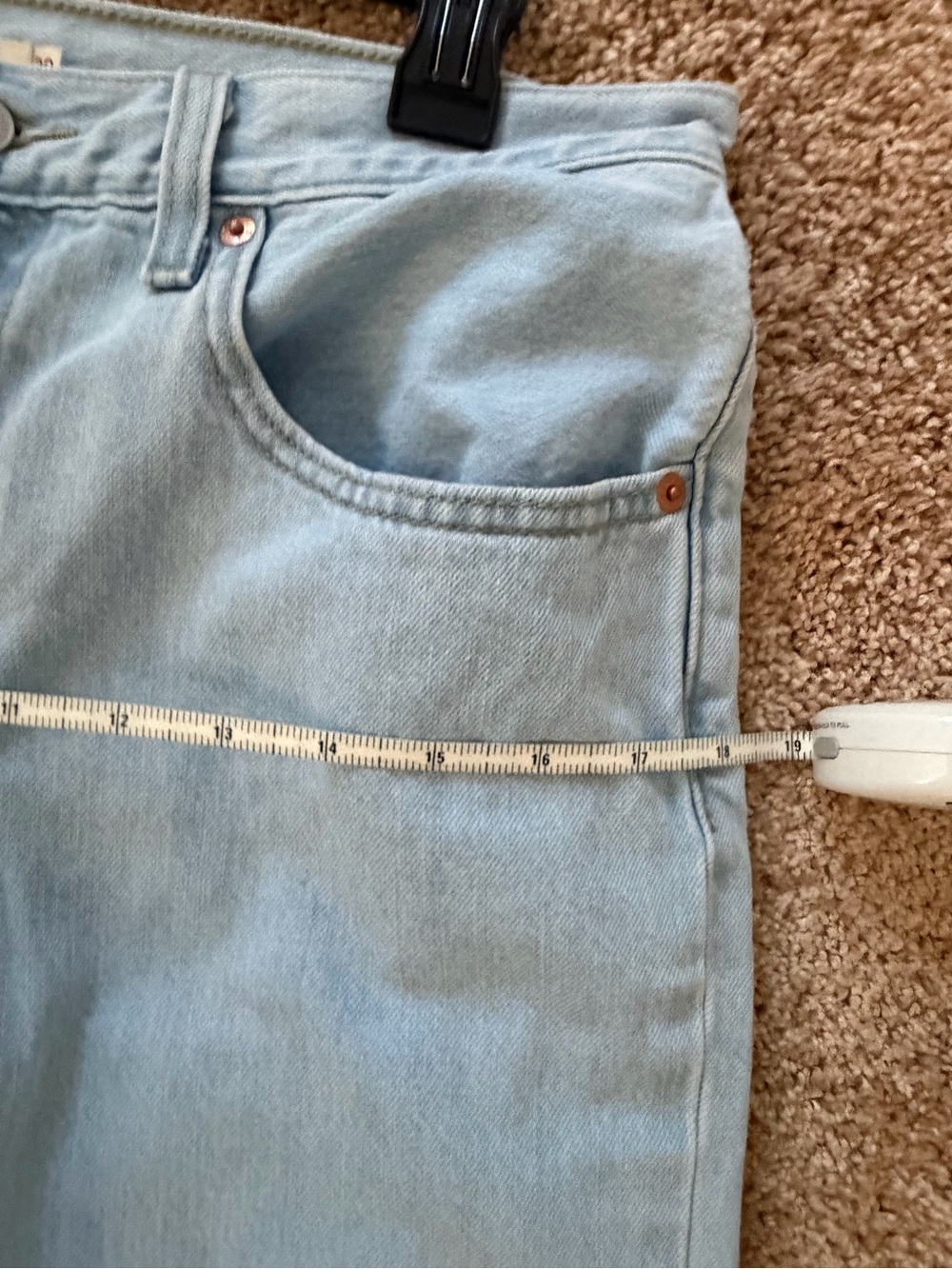 Levi’s Low Pro Straight Leg Light Wash Denim Jeans Size 30 Ripped Knees 30x30 - Picture 11 of 13